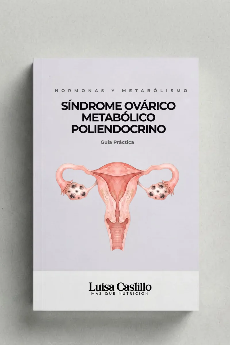 Portada de la guía práctica «Síndrome ovárico metabólico poliendocrino» de Luisa Castillo, de la colección Hormonas y metabolismo